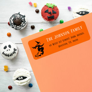Halloween Witch Orange Party Mail Return Address