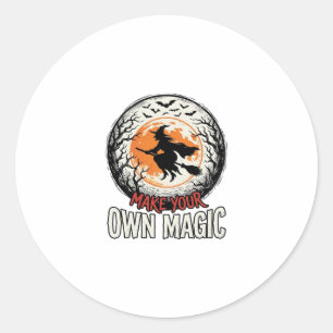 Halloween Witch Own Magic Vintage Shirt Design_1 Classic Round Sticker