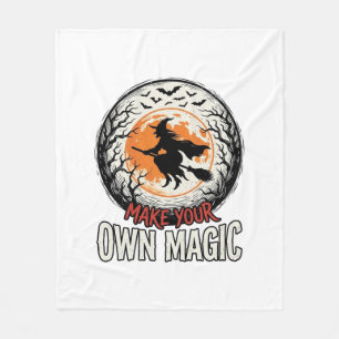 Halloween Witch Own Magic Vintage Shirt Design_1 Fleece Blanket
