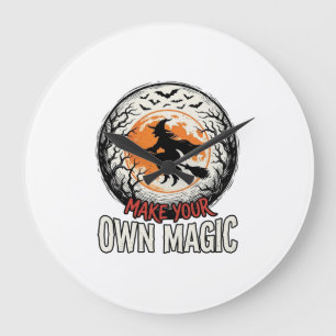Halloween Witch Own Magic Vintage Shirt Design_1 Large Clock