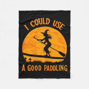 Halloween Witch Paddleboarder Sup Standup Paddling Fleece Blanket