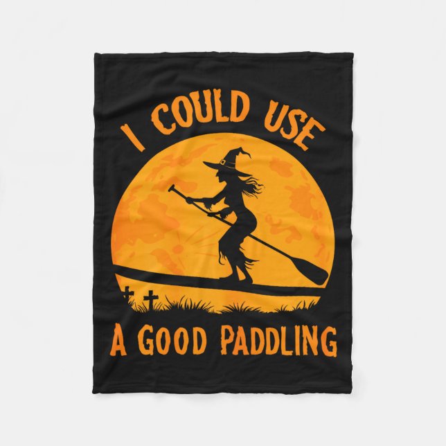 Halloween Witch Paddleboarder Sup Standup Paddling Fleece Blanket (Front)