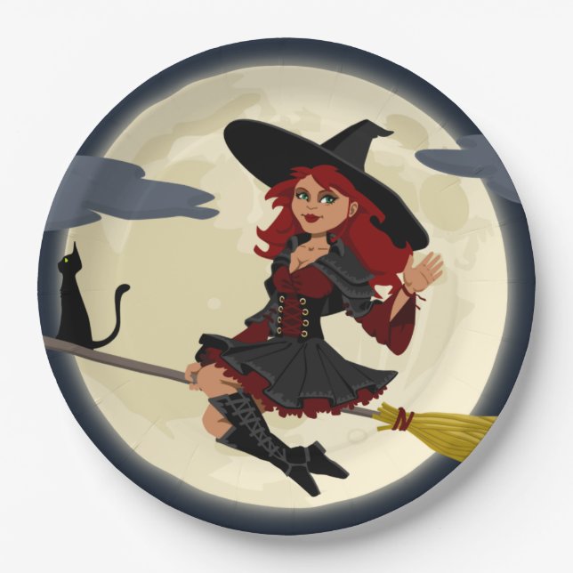 Halloween witch paper plate (Front)