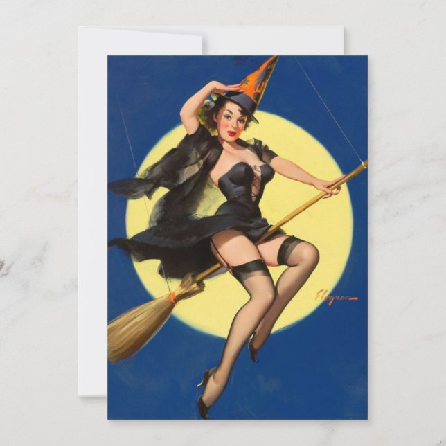 Halloween Witch Pin Up Girl Card (Front)