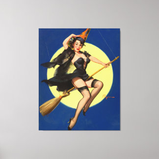 Halloween Witch Pin Up Girl Witch Canvas Print