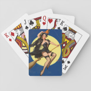 Halloween Witch Pin Up Girl Witch Playing Cards