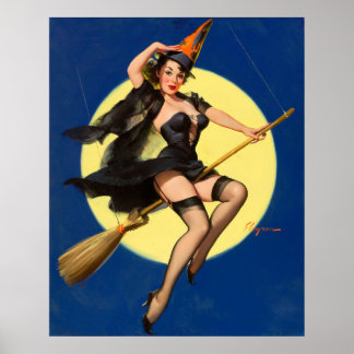 Halloween Witch Pin Up Girl Witch Poster