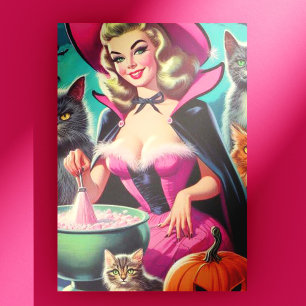 Halloween Witch Pin-up Postcard