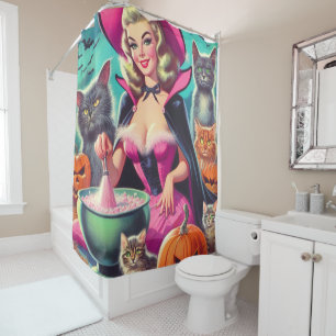 Halloween Witch Pin-up Shower Curtain