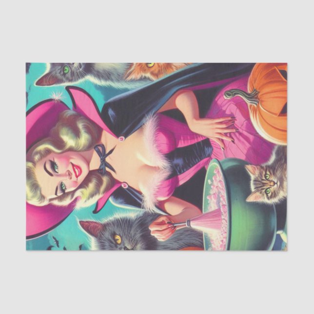 Halloween Witch Pin-up Tissue Paper (Front)