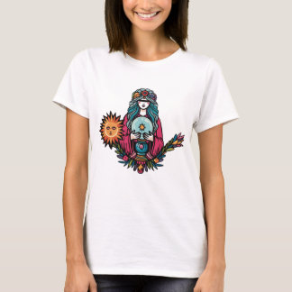 halloween witch, pink witch, witch with wand, tall T-Shirt