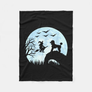 Halloween witch poodle fleece blanket