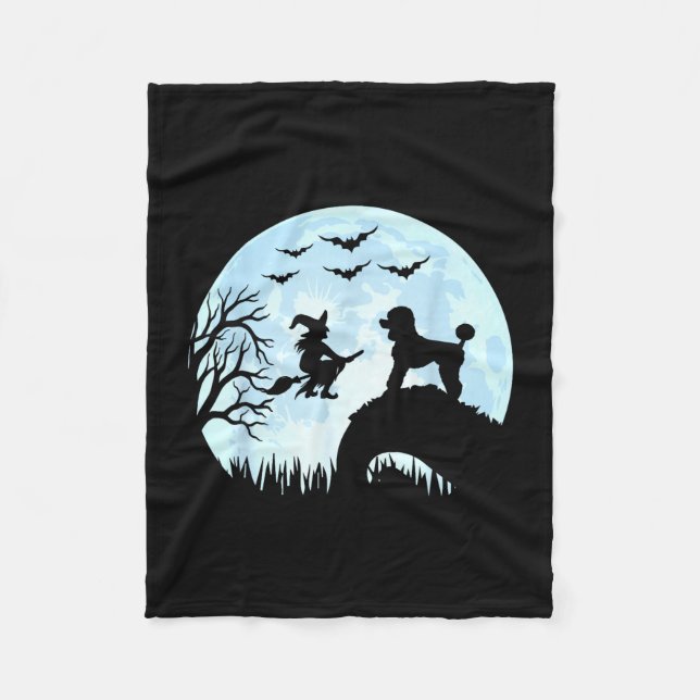 Halloween witch poodle  fleece blanket (Front)