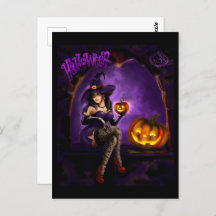 Halloween witch postcard