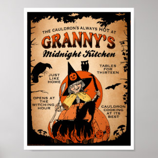 Halloween Witch Poster Granny's Midnight Kitchen