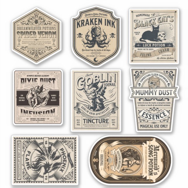 Halloween Witch Potion Label Wizard Apothecary (Front)