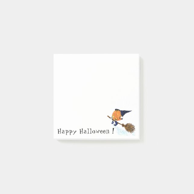 Halloween Witch Pumpkin Flying Post it Notes (Front)