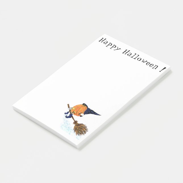 Halloween Witch Pumpkin Flying Sticky Notes (Angled)