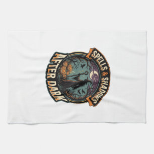 Halloween Witch Pumpkin Night Tea Towel