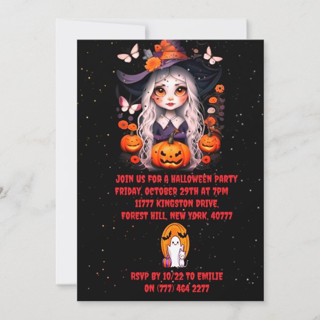 Halloween witch pumpkin Party Invitation  (Front)