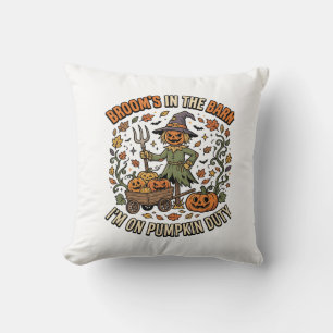 Halloween Witch Pumpkin Patch Humour Cushion