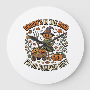 Halloween Witch Pumpkin Patch Humour Large Clock