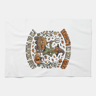 Halloween Witch Pumpkin Patch Humour Tea Towel