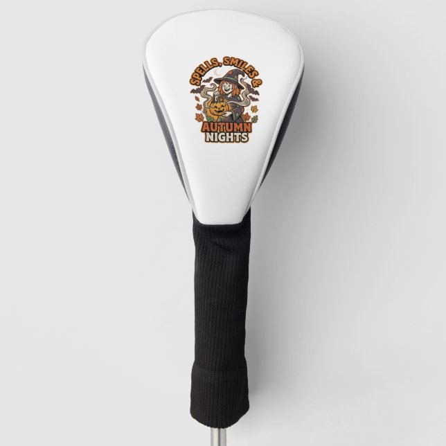 Halloween Witch Pumpkin Vibes Golf Head Cover (Front)
