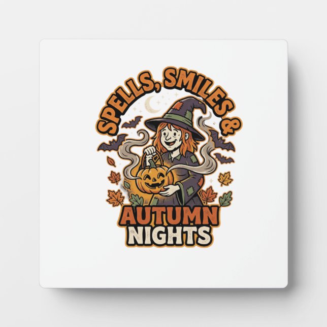 Halloween Witch Pumpkin Vibes Plaque (Front)