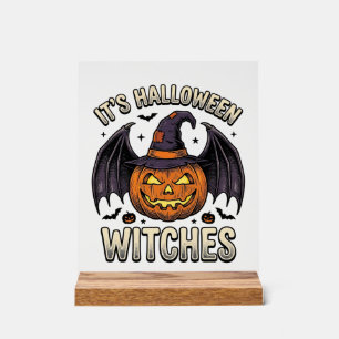 Halloween Witch Pumpkin Vintage Bat Shirt_1 Acrylic Sign