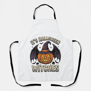 Halloween Witch Pumpkin Vintage Bat Shirt_1 Apron