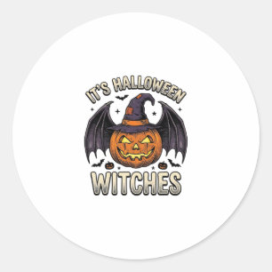 Halloween Witch Pumpkin Vintage Bat Shirt_1 Classic Round Sticker