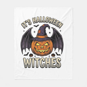 Halloween Witch Pumpkin Vintage Bat Shirt_1 Fleece Blanket