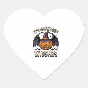 Halloween Witch Pumpkin Vintage Bat Shirt_1 Heart Sticker