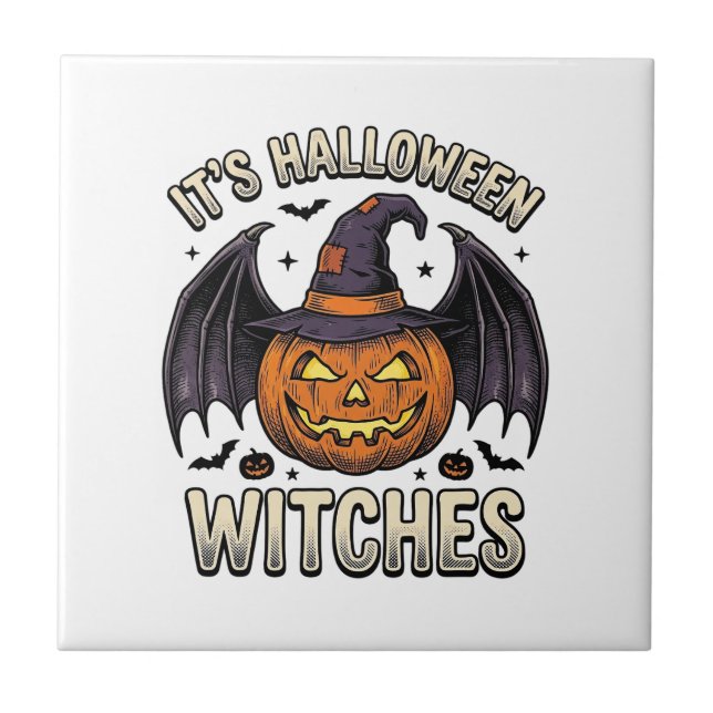 Halloween Witch Pumpkin Vintage Bat Shirt_1 Tile (Front)