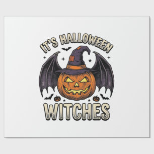 Halloween Witch Pumpkin Vintage Bat Shirt_1 Wrapping Paper