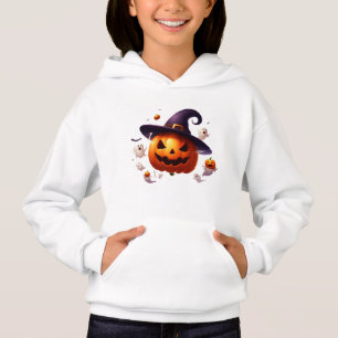 Halloween Witch Pumpkin White Ghost Black Bats 