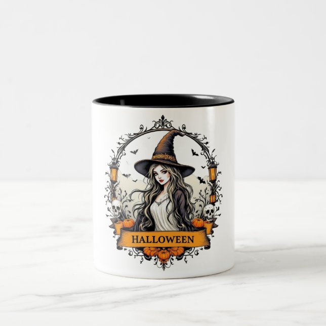 Halloween Witch & Pumpkins Classic Coffee Mug - Sp (Center)