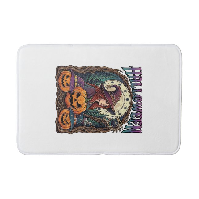 Halloween Witch Pumpkins Moon Phases_1 Bath Mat (Front)