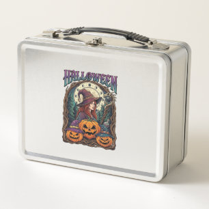 Halloween Witch Pumpkins Moon Phases_1 Metal Lunch Box