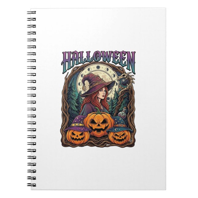 Halloween Witch Pumpkins Moon Phases_1 Notebook (Front)