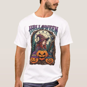Halloween Witch Pumpkins Moon Phases_1 T-Shirt