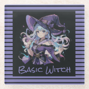 Halloween/Witch/purple Pillowcase Glass Coaster
