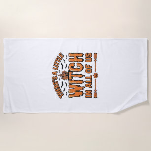 Halloween Witch Quote Vintage Vector Design_1 Beach Towel