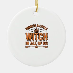 Halloween Witch Quote Vintage Vector Design_1 Ceramic Tree Decoration
