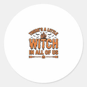 Halloween Witch Quote Vintage Vector Design_1 Classic Round Sticker
