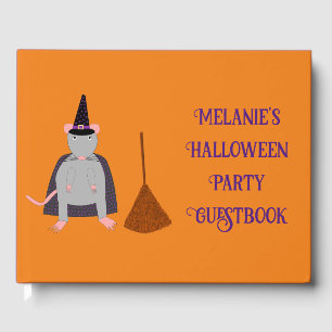 Halloween Witch Rat and Broom Custom Guest Book