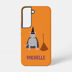 Halloween Witch Rat and Broom Custom Name Samsung Galaxy Case