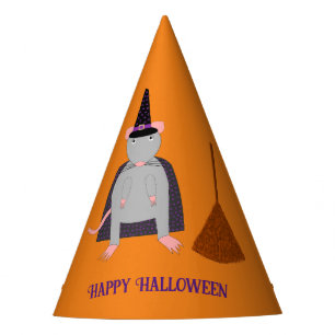 Halloween Witch Rat and Broom Custom Party Hat