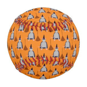 Halloween Witch Rat and Broom Patterned Baseball